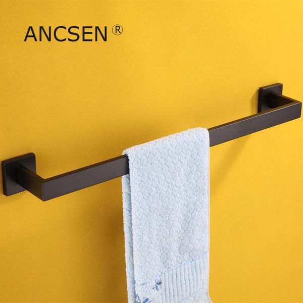 

40-60cm single tier towel holder matte black stainless steel kitchen bathroom for towels bar rail hanger rack racks
