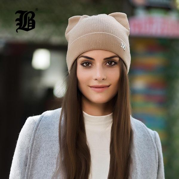 

[flb] autumn warm winter hat for women cat ears velvet skullies beanie hats with ear flaps caps ladies beanies bonnet f18056 beanie/skull, Blue;gray