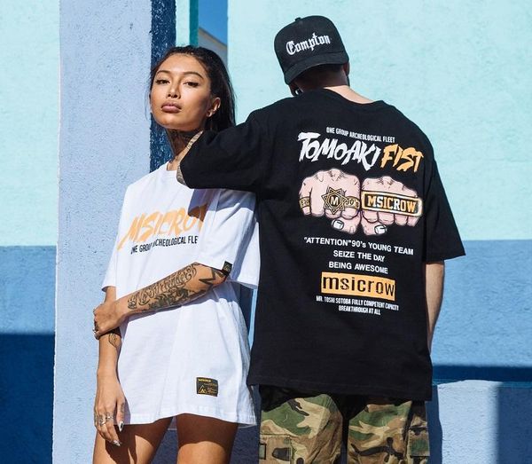 

short-sleeved t-shirt male 2021 new the trend of hong kong style half-sleeved printing chinese style couples spring tee, White;black