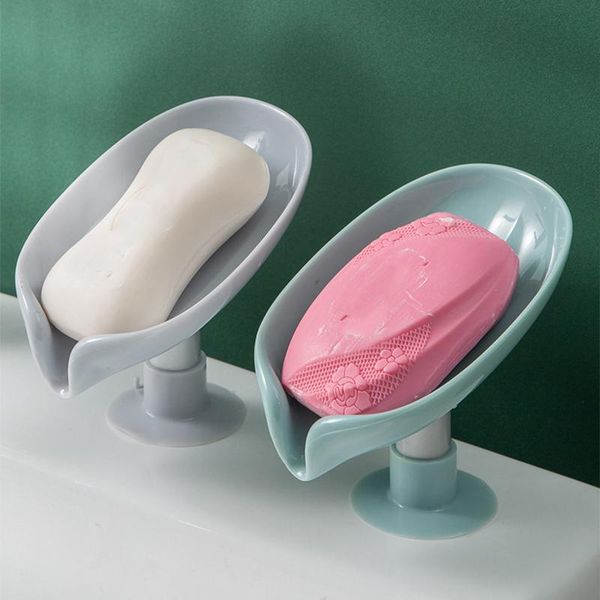 

soap dishes leaf shape sucker box drain holder bathroom shower sponge storage plate tray supplies gadge