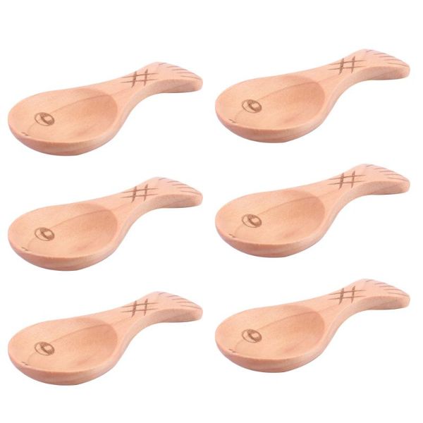 

spoons 6pcs wooden mixing stirring spoon condiment baby scoops