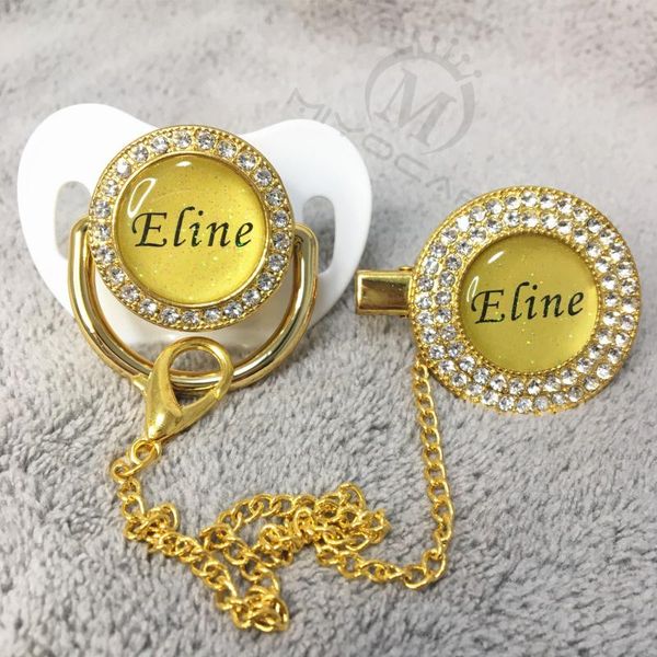 

pacifiers# miyocar custom any glitter name po white bling pacifier and clip black bpa dummy design p2-bg