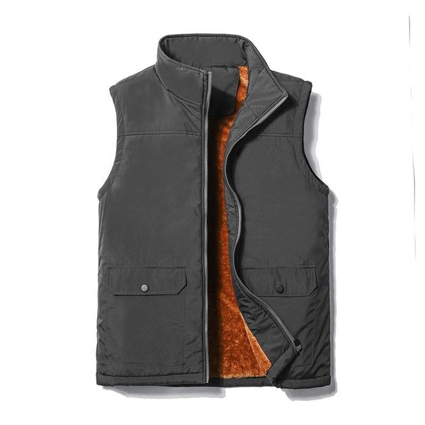 

lamb plush vest men winter cotton sports large size 5xl father's leisure coat warm thicken waistcoat men's vests, Black;white