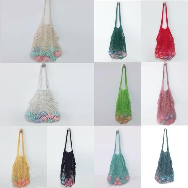 

shopping bags 2021 net tote bag fruit vegetable mesh string grocery reusable cotton shoulder wholsale