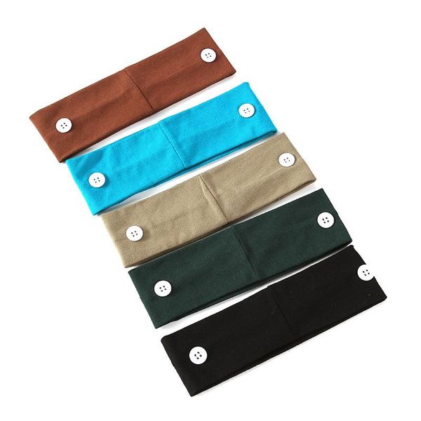 

2021 face mask headband holder kids sports solid color headbands with button ear savers headband face cover, Slivery;white