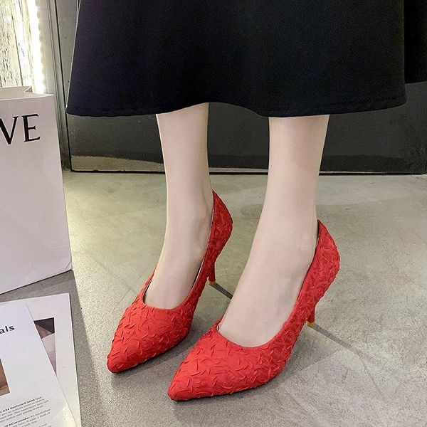 

women shoes fashion classic pu leather high heel female cute pointed toe heels thin lady spring slip on dress, Black
