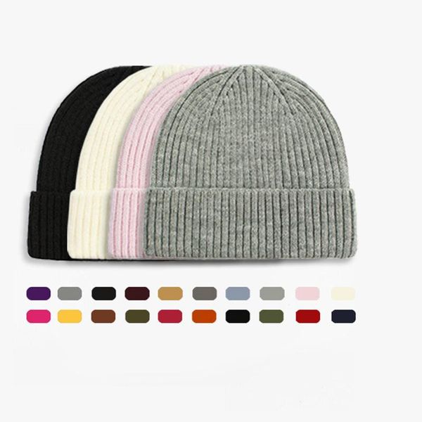 

beanies 2021 autumn black red winter men women knitted hat solid skuilles dad cap thick warm ski caps girls