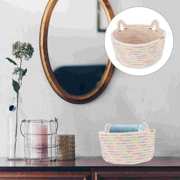 

storage drawers 1pc pretty cotton rope basket useful woven desktop