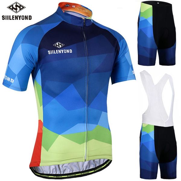 

siilenyond 2021 summer anti-sweat cycling jersey set men mountain bicycle clothes pro mtb bike clothing suit racing sets, Black;blue