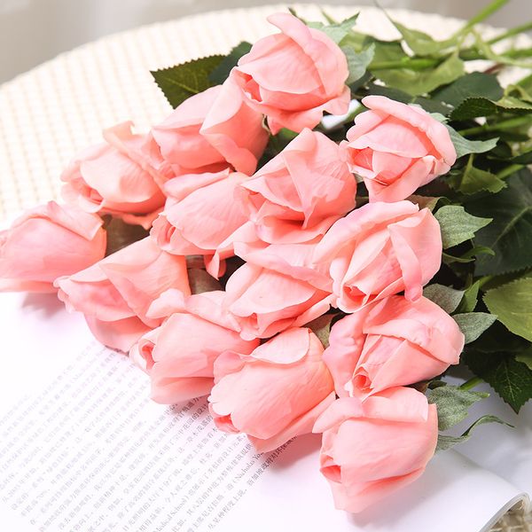 

12pcs/lot fresh roses artificial flowers real touch rose flowers home decorations for wedding party birthday gifts wholesale