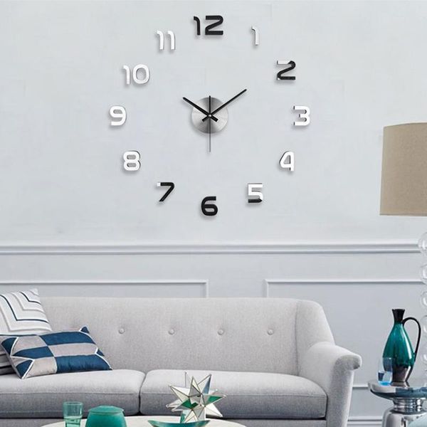 

wall clocks 27'' diy 3d acrylic stickers 2021 arrivals quartz clock needles modern style home decor relogio de parede