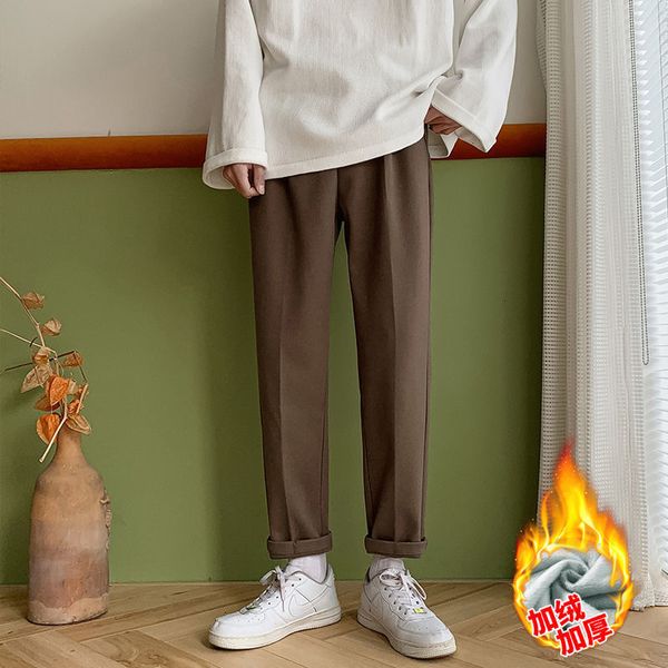 

men's pants winter thickened woolen cargo baggy loose thicken plush casual streetwear 3 color trousers size m-3xl 75he, Black