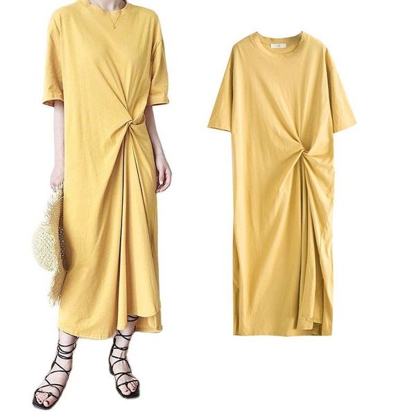 

casual dresses tyjtjy vestidos women summer dress 2021 t-shirt long plus size 6xl loose and thin fashion, Black;gray