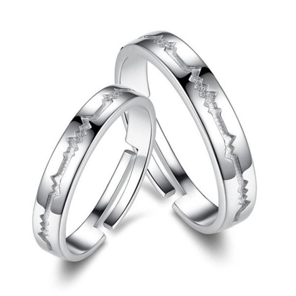 

wedding rings couples openings plain ring a pair of simple heartbeat couple open mouth men's and women's heart rate, Slivery;golden