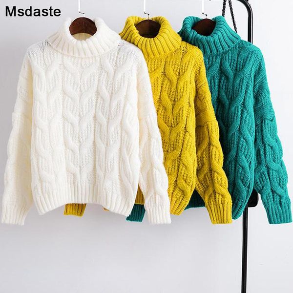 

women's sweaters turtleneck women 2021 winter fashion knitwear woman knitted pullovers femme long sleeve pullover loose, White;black