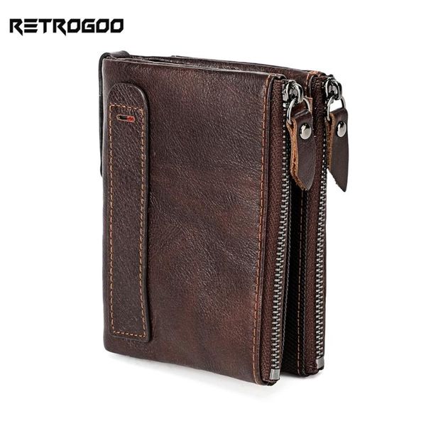 

wallets retrogoo genuine leather men wallet short coin purse small vintage card holder female clutch cartera, Red;black