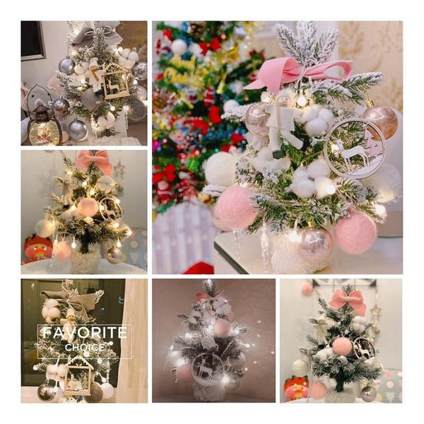 

decorative objects & figurines l mini artificial christmas tree with led string lights ornaments table centerpieces diy decorations va88