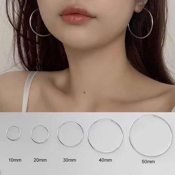 

hoop & huggie forviona trendy s925 sterling silver big ear ring female retro personality circle earrings wild simple party accessories gift, Golden;silver