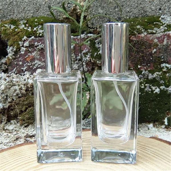 

storage bottles & jars 30ml refillable square scent bottle with gold silver cap clear glass perfume fragrance favor 10pcs/lot p150