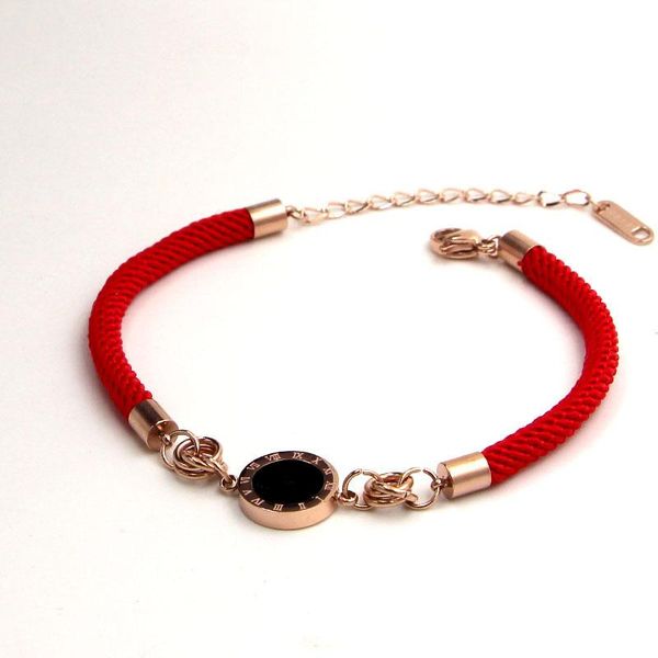 

link, chain 2021 stainless steel chinese red rope bracelets for women party gift fashion jewelry wholesale s203, Black