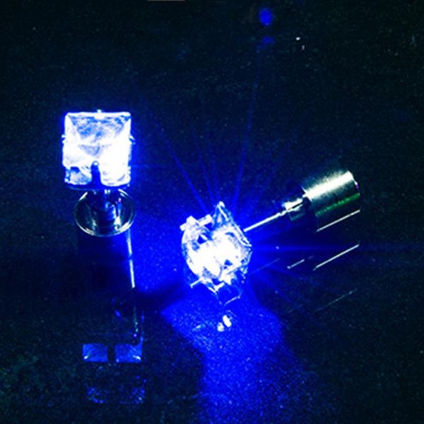

stud y2k egirl flashing earrings led light luminous bar nightclub ktv couple jewelry wholesale, Golden;silver