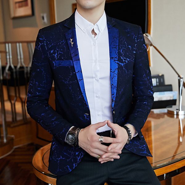 

autumn decor small slim hairdrser suit jaet men's coat trendy blue, White;black