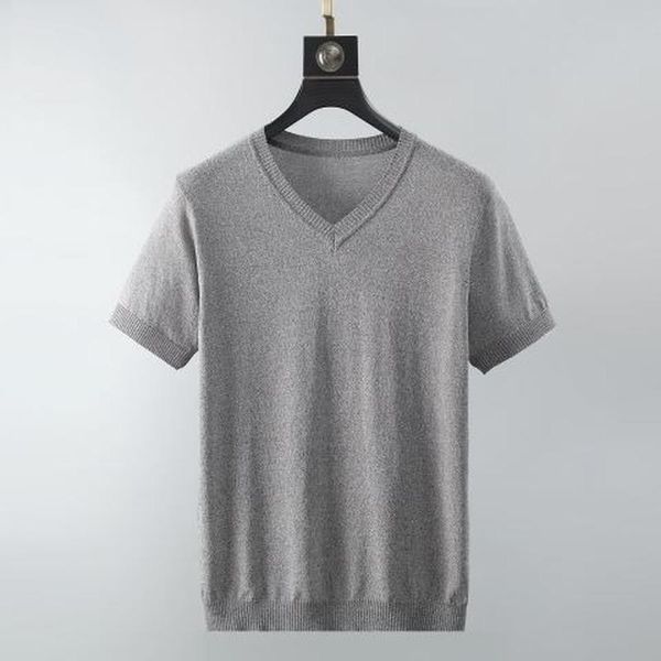 

men's sweaters 2021 summer s ice silk short sleeves solid color collar sweater pullover v neck slim knitted tees, White;black
