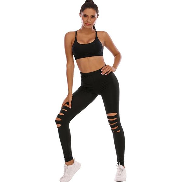 

women's leggings 2021 women pants push up fitness gym leggins running ripped seamless femme high waist, Black