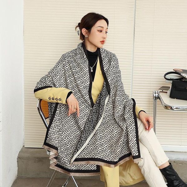 

scarves 2021 warm blanket winter print cashmere scarf women long shawl and wrap hijab lady neckerchief thick bufanda pashmina echarpe, Blue;gray