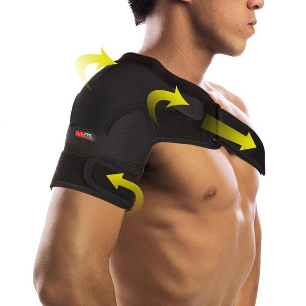 

adjustable pressure and breathable shoulder pads men women brace support strap wrap belt dislocation rubber pain band back, Black;blue