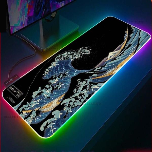 

mouse pads & wrist rests japan's most big wave mousepad xxl rgb lappc backlight led gaming accessories usb keyboard carpet pad gamer de