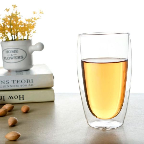 

wine glasses 250/350/450ml 1 pcs heat-resistant double wall clear glass cup for office home tea flower coffee beer milk mug