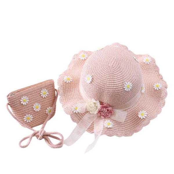 

caps & hats 2 pz/set bambini ragazze cappello paglia sole estate spiaggia protezione solare parasole spiag, Yellow