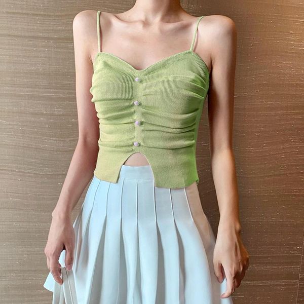 

women's tanks & camis women summer camisole knitted tank female slim v-neck, White