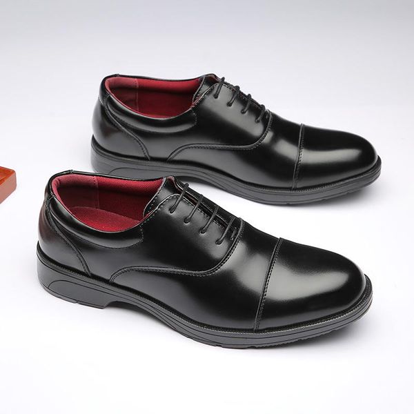 

four seasons classic genuine leather shoes men's business dress shoe three joint formal men comfortable soft bottom oxford, Black