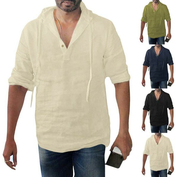 

men's shirts 2021 ummer chinee cotton hemp peronalized hooded, White;black