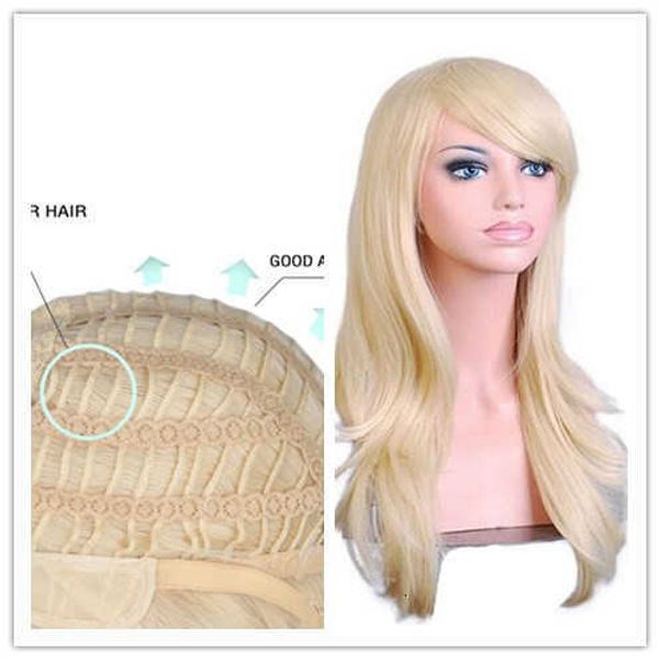 

women's 70cm long high temperature silk multicolor curly hair cos animation wig, Black