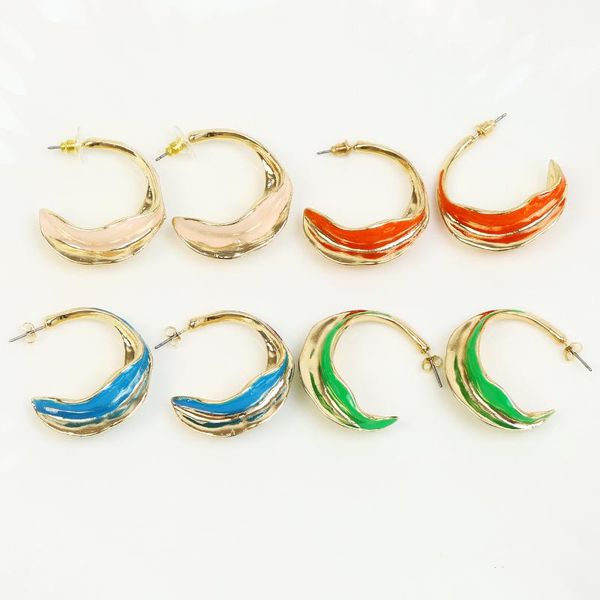 

stud 10 pairs c shape earrings enamel colors studs for women 90154, Golden;silver