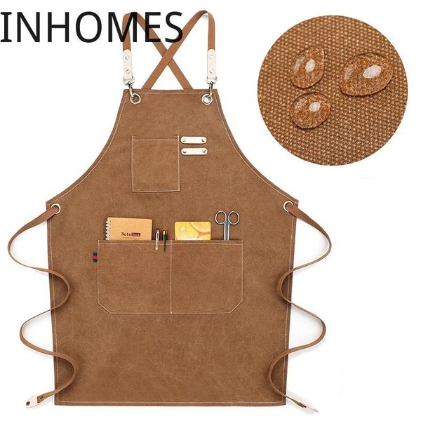 

custom logo waterproof apron cowboy men women restaurant flower work barista milk coffee barber shop chef overalls delantal aprons