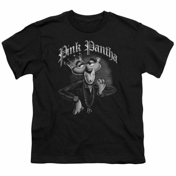 

Pink Panther Pink Pantha Kids Youth T Shirt Licensed Cartoon Tee Black, White;black