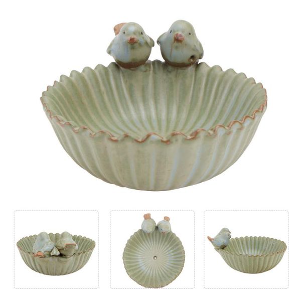 

other bird supplies 1pc creative birds succulent flowerpot ceramic fruit plate feeder (green)