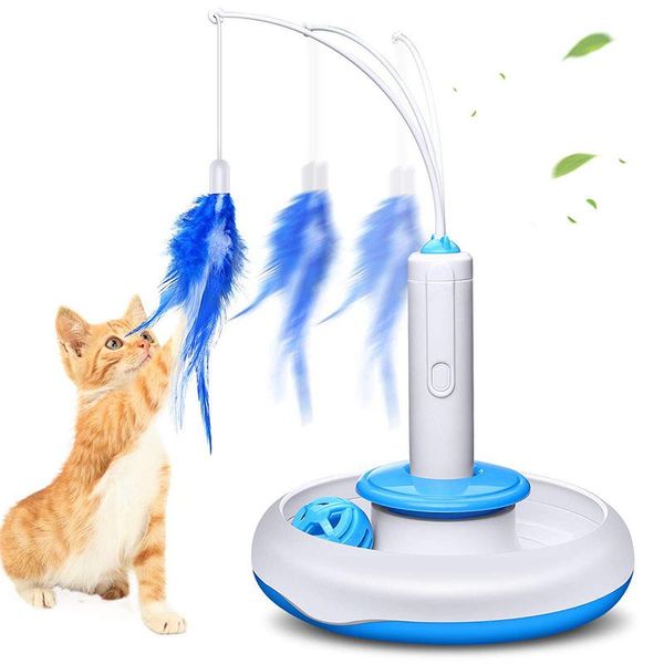 

cat toys electr teasing toy, mute training toy kitten rotating teaser feather fun playing interactive smart game