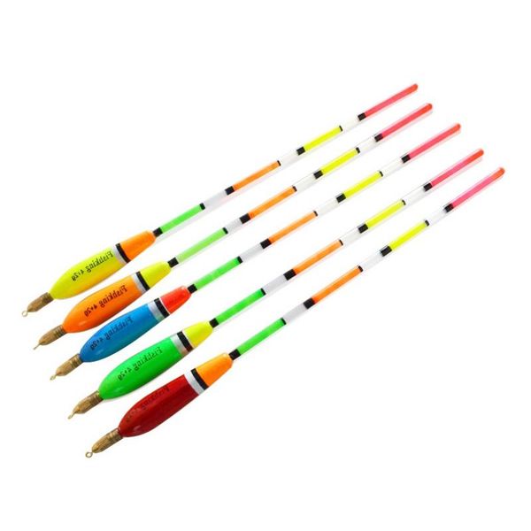 

5pcs/set fishing float with copper lead balsa wooden buoy bobber cork floating drift vertical tools accessories