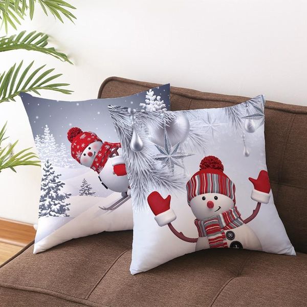 

christmas decorations snowman pillowcase merry white pillow cover xmas for home decor santa claus happy year 2022