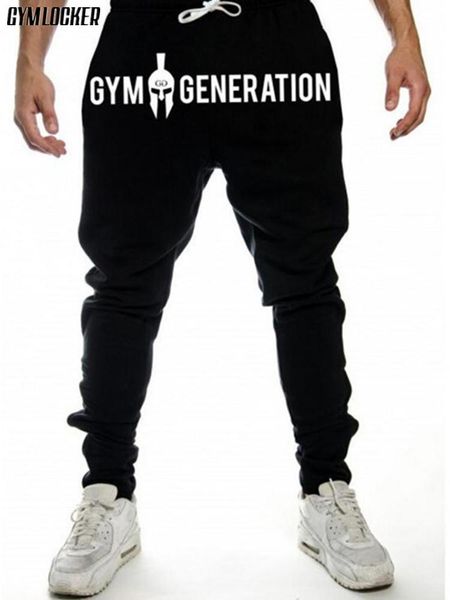 

autumn mens fitness sweatpants pant male bodybuilding workout casual elastic cotton brand trousers joggers pants men's, Black
