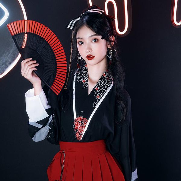 

ethnic clothing girls retro chinese style hanfu oriental set japanese harajuku kimono women fashion skirts party dress cosplay costume, Red