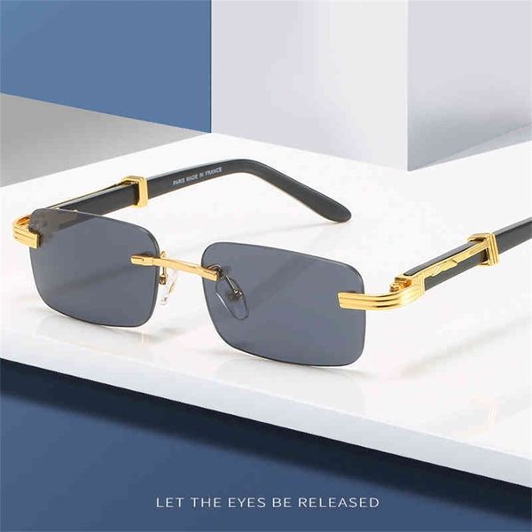 

73% off factory sale men's and women's new sunglasses frameless square sheet spring leg glasses, White;black