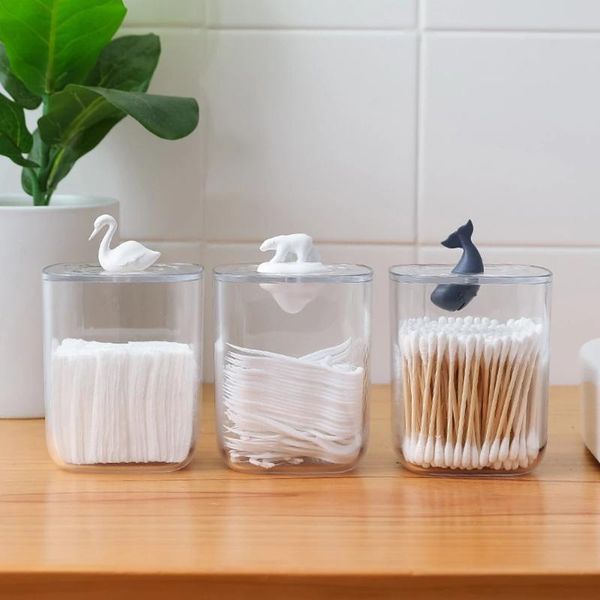 

storage boxes & bins cotton swab q-tip box transparent pad holder acrylic cosmetic candy animal case organizer for home