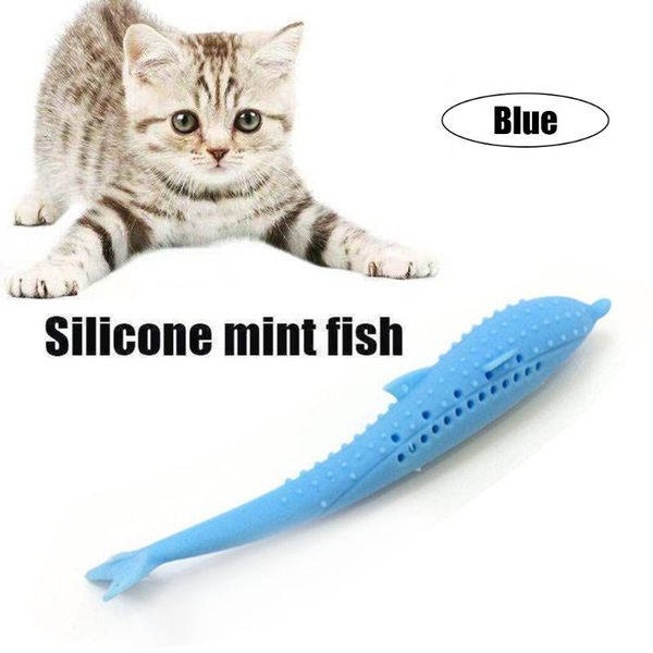 

cat toy fish shap silicone mint toothbrush pet toys interactive supplies for catnip cleaning teeth dog chew