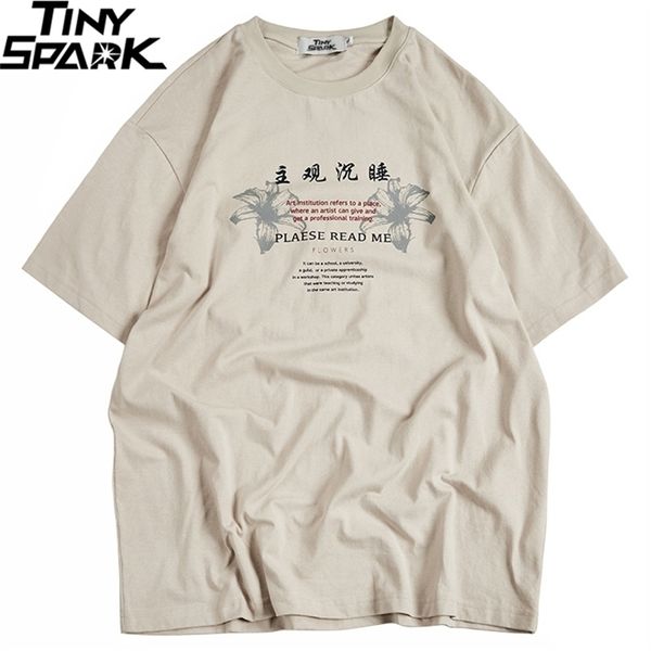 Harajuku T Gömlek Streetwear Erkekler Hip Hop T-Shirt Çin Kanji Baskı Yaz Kısa Kollu Tişört Pamuk Tops Tees Moda 210716